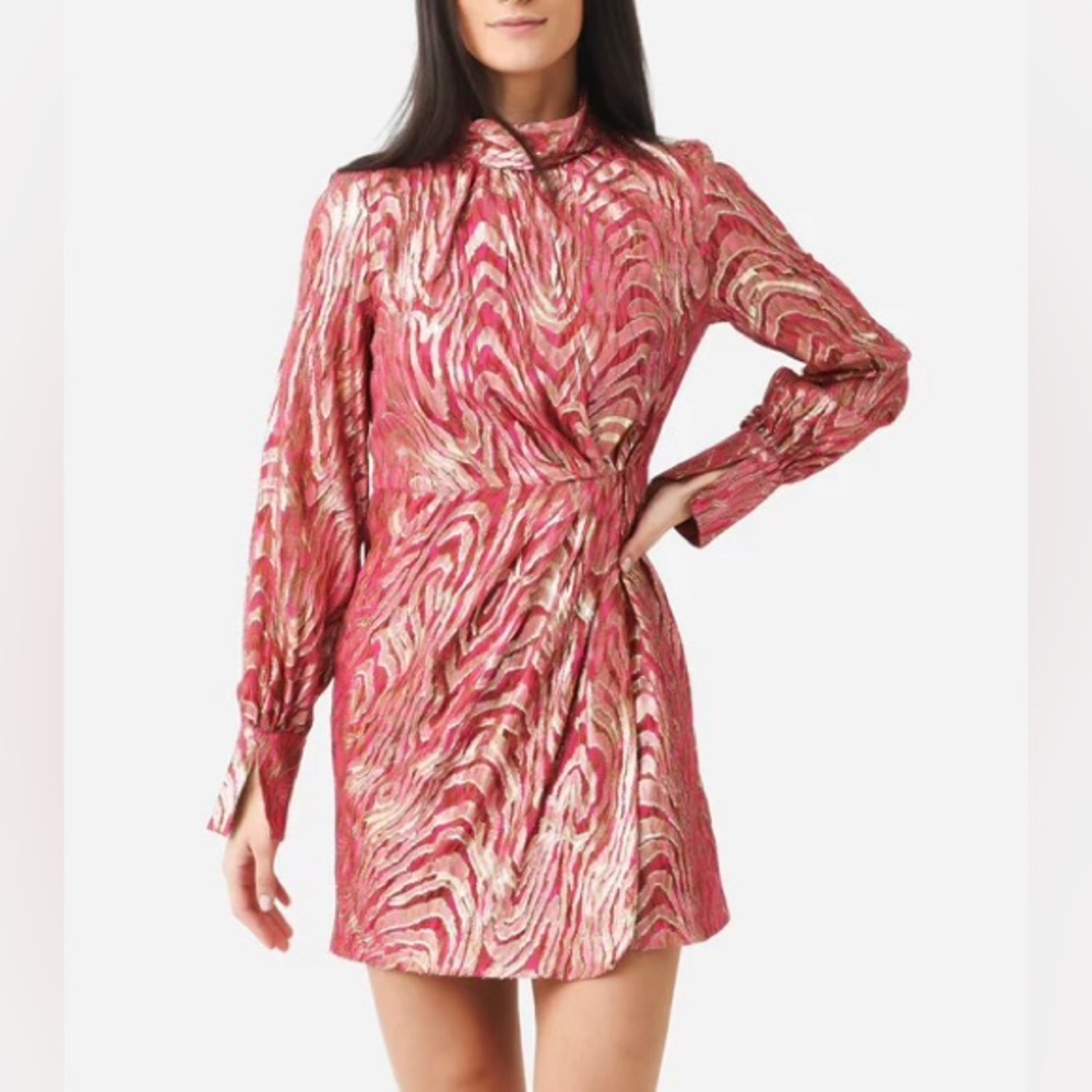 NWT Jonathan Simkhai Halen Moire Fil Coupe Mini Dress size 2 Bougainvillea